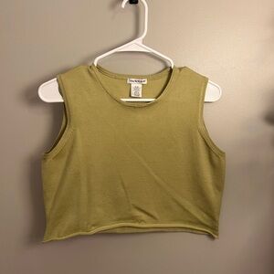 Green Cropped Knit Tank Top